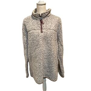 True‎ Grit Frosty Tipped Sherpa Pullover Women's Large Gray 1/4 Zip Fleece Soft